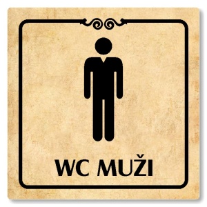 WC muži, 118x118mm, pergamen, Texas